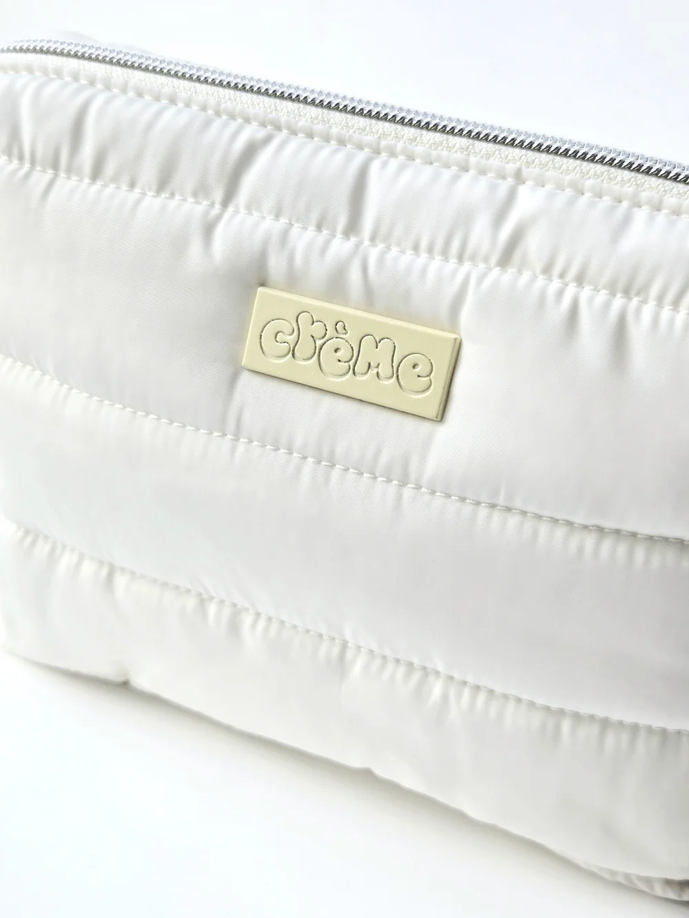 The Crème Shop White Puffy Travel Case Quilted Makeup Cosmetic Bag